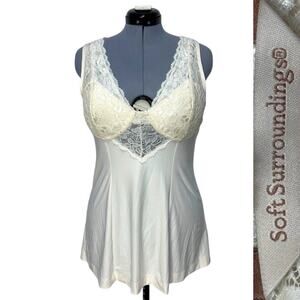 Soft Surroundings Intimate Lace Chamisal Built In Padded Bra Nightgown Top Sz: M